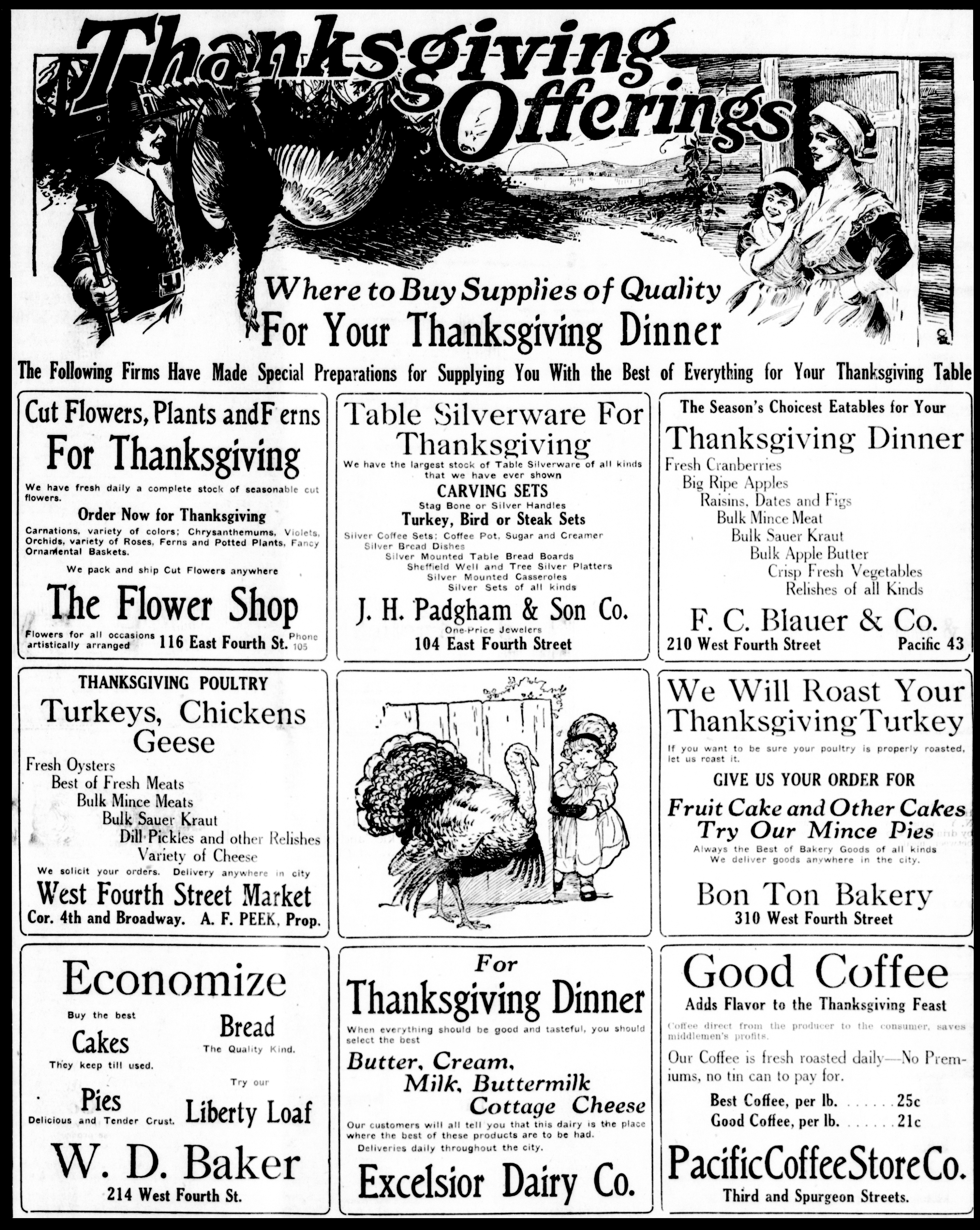 newspaper from 1917 with Thanksgiving pictures