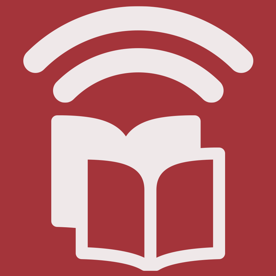 podcast logo book icons with streaming waves